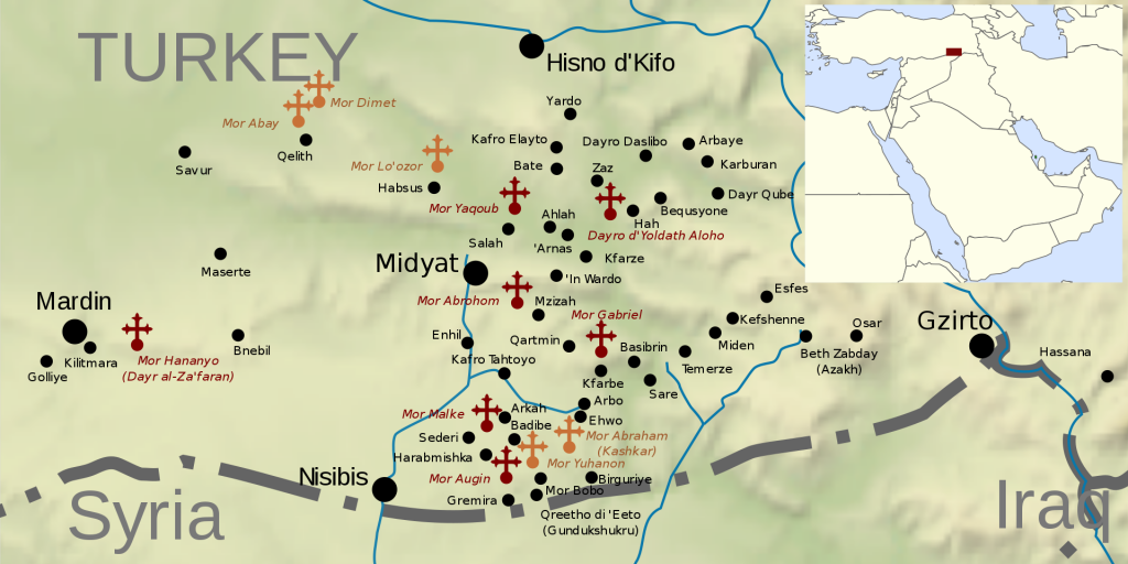 Map_Tur Abdin_Syriac villages_Syriac Orthodox Monasteries